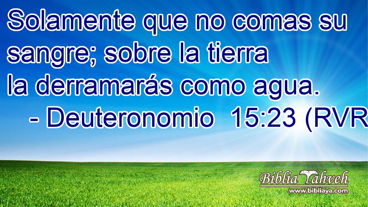Solamente que no comas su sangre; sobre la tierra la derramarás como agua.
