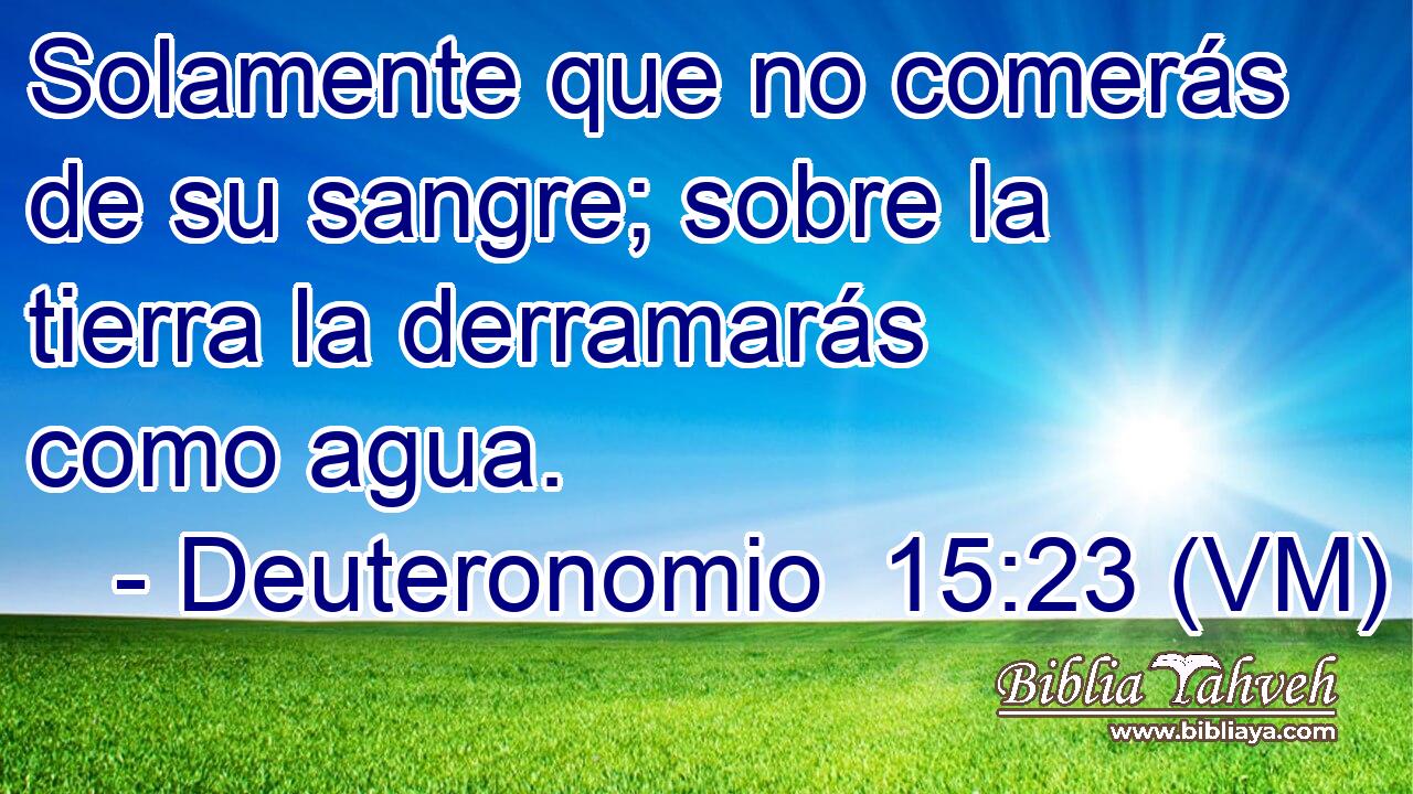  Solamente que no comerás de su sangre; sobre la tierra la derramarás como agua. 