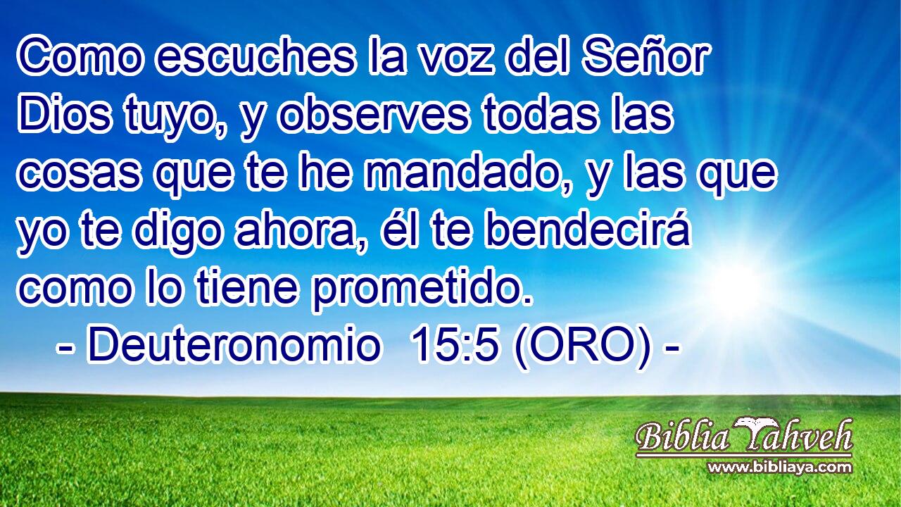  Como escuches la voz del Señor Dios tuyo, y observes todas las cosas que te he mandado, y las que yo te digo ahora, él te bendecirá como lo tiene prometido. 