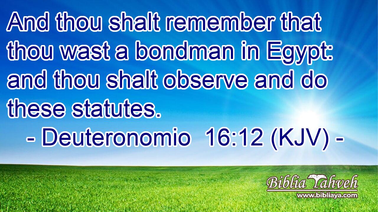 And thou shalt remember that thou wast a bondman in Egypt: and thou shalt observe and do these statutes.