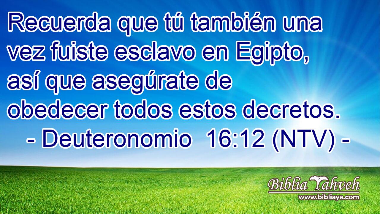 Recuerda que tú también una vez fuiste esclavo en Egipto, así que asegúrate de obedecer todos estos decretos.