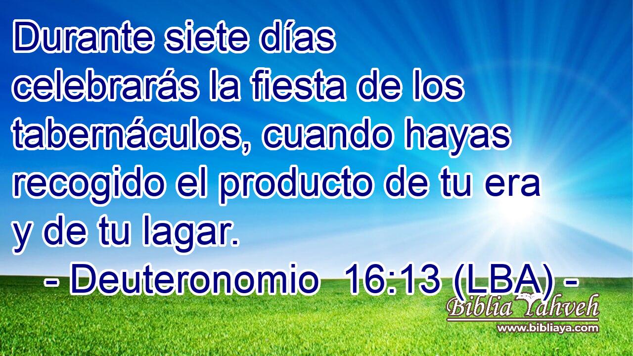 Durante siete días celebrarás la fiesta de los tabernáculos, cuando hayas recogido el producto de tu era y de tu lagar.