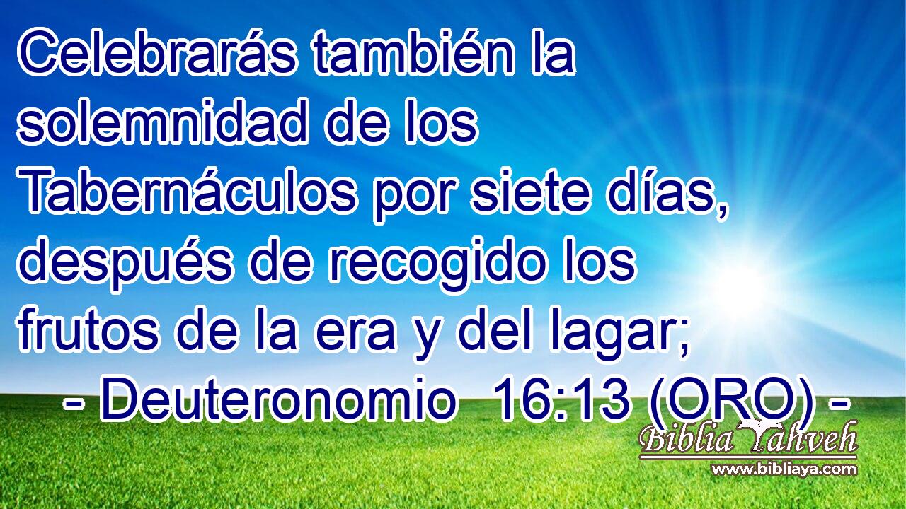  Celebrarás también la solemnidad de los Tabernáculos por siete días, después de recogido los frutos de la era y del lagar; 