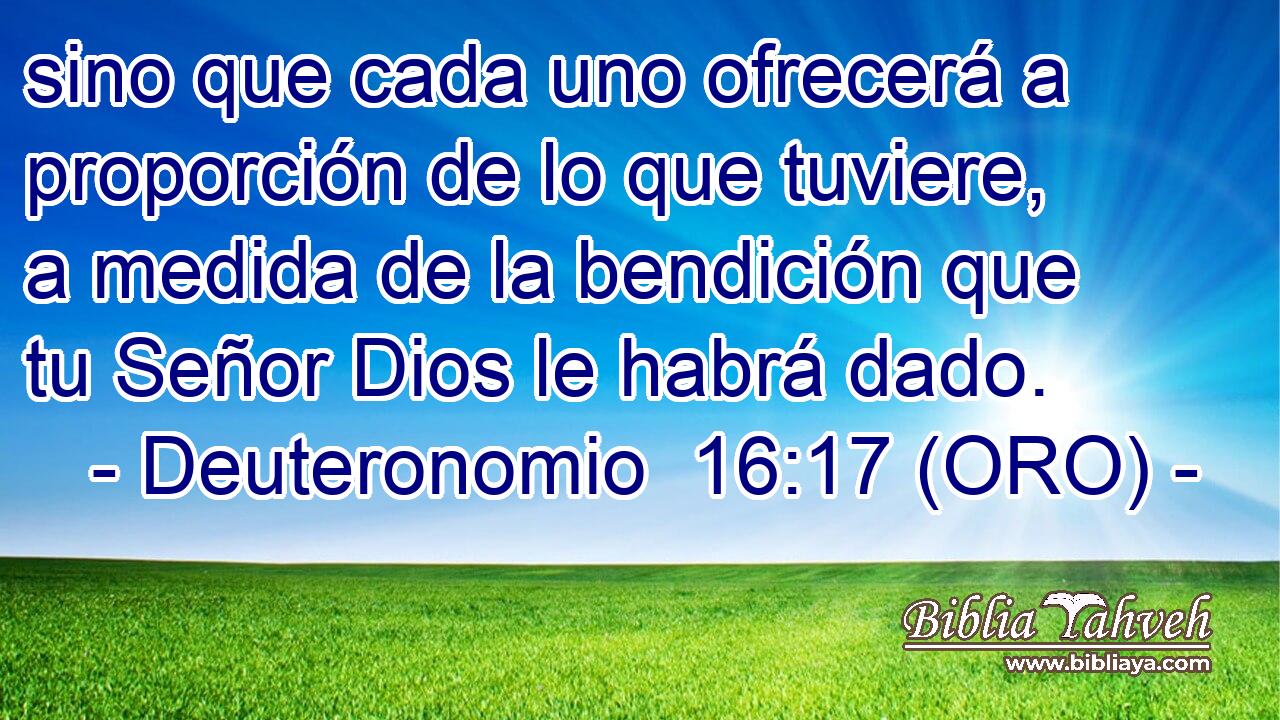  sino que cada uno ofrecerá a proporción de lo que tuviere, a medida de la bendición que tu Señor Dios le habrá dado. 