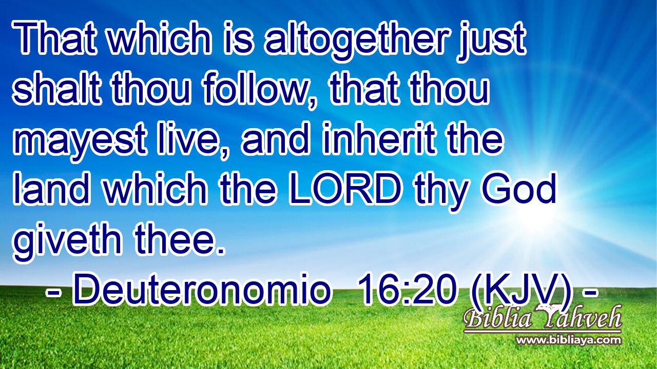That which is altogether just shalt thou follow, that thou mayest live, and inherit the land which the LORD thy God giveth thee.
