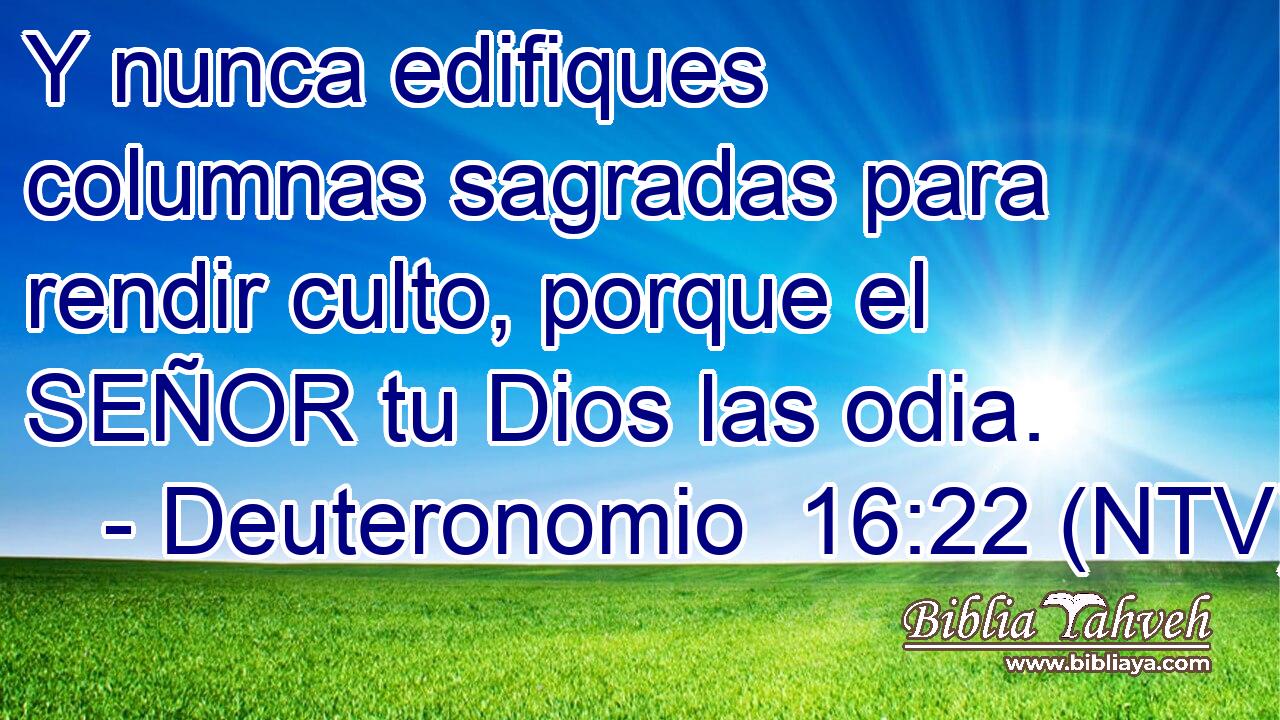 Y nunca edifiques columnas sagradas para rendir culto, porque el SEÑOR tu Dios las odia.