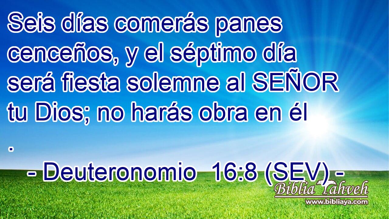 Seis días comerás panes cenceños, y el séptimo día será fiesta solemne al SEÑOR tu Dios; no harás obra en él .