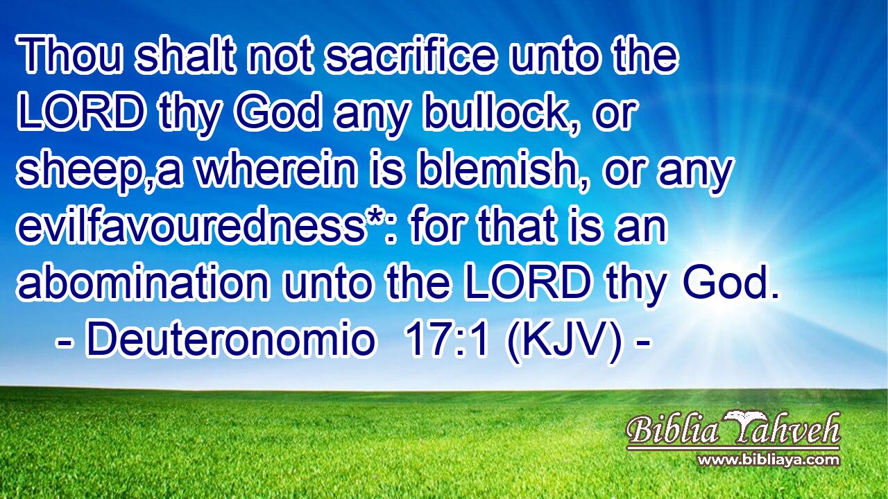 Thou shalt not sacrifice unto the LORD thy God any bullock, or sheep,a wherein is blemish, or any evilfavouredness*: for that is an abomination unto the LORD thy God.