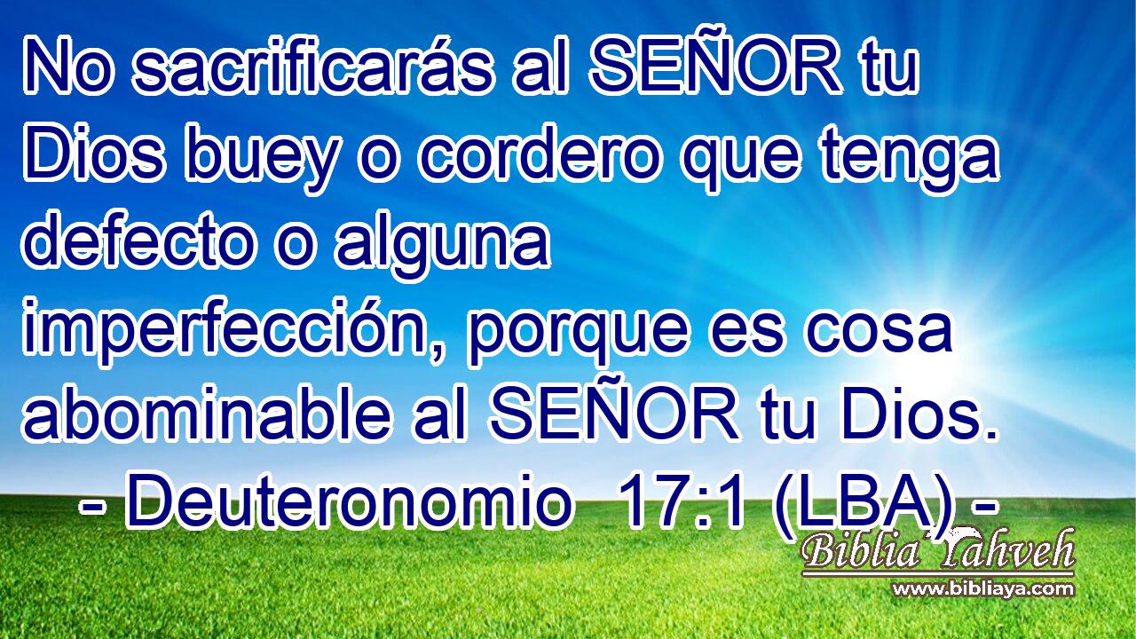 No sacrificarás al SEÑOR tu Dios buey o cordero que tenga defecto o alguna imperfección, porque es cosa abominable al SEÑOR tu Dios.