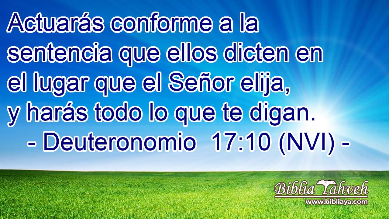  Actuarás conforme a la sentencia que ellos dicten en el lugar que el Señor elija, y harás todo lo que te digan. 