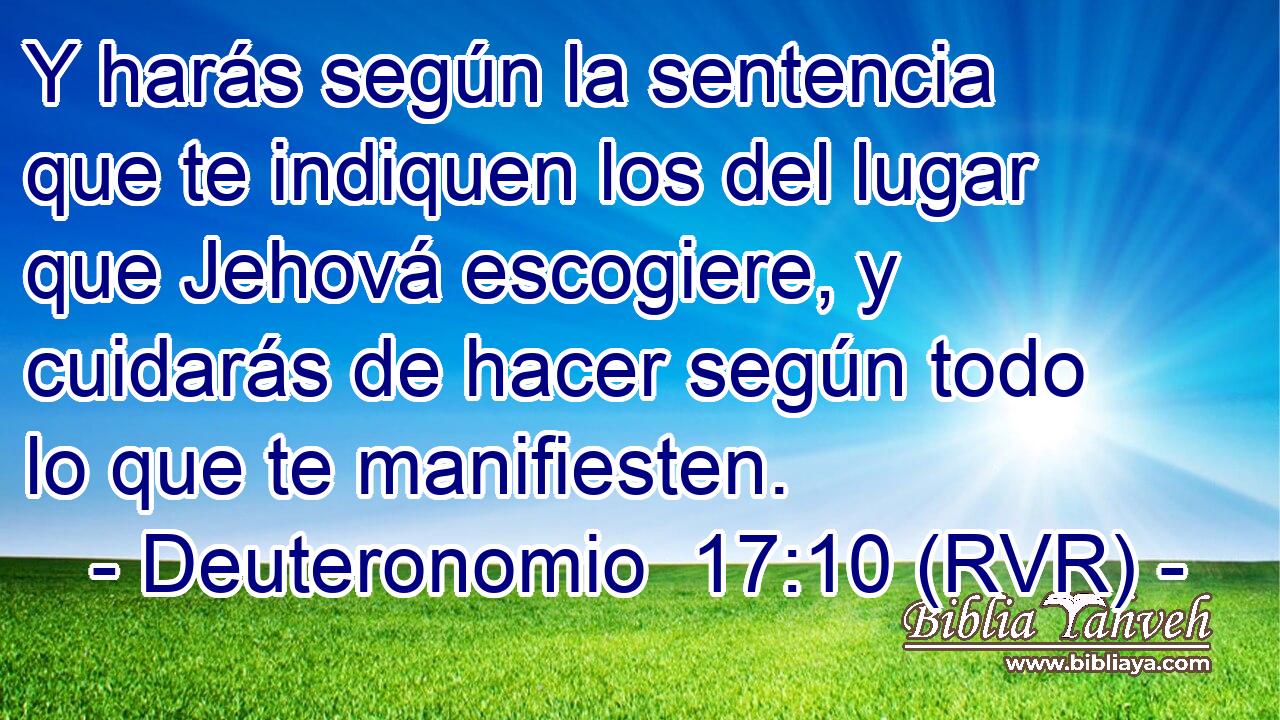Y harás según la sentencia que te indiquen los del lugar que Jehová escogiere, y cuidarás de hacer según todo lo que te manifiesten.