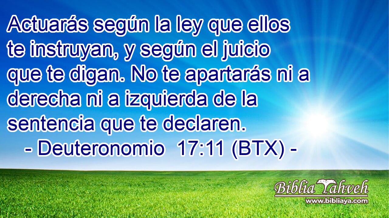 Actuarás según la ley que ellos te instruyan, y según el juicio que te digan. No te apartarás ni a derecha ni a izquierda de la sentencia que te declaren.
