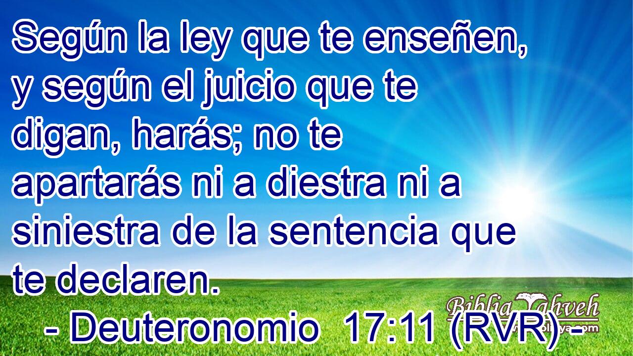 Según la ley que te enseñen, y según el juicio que te digan, harás; no te apartarás ni a diestra ni a siniestra de la sentencia que te declaren.