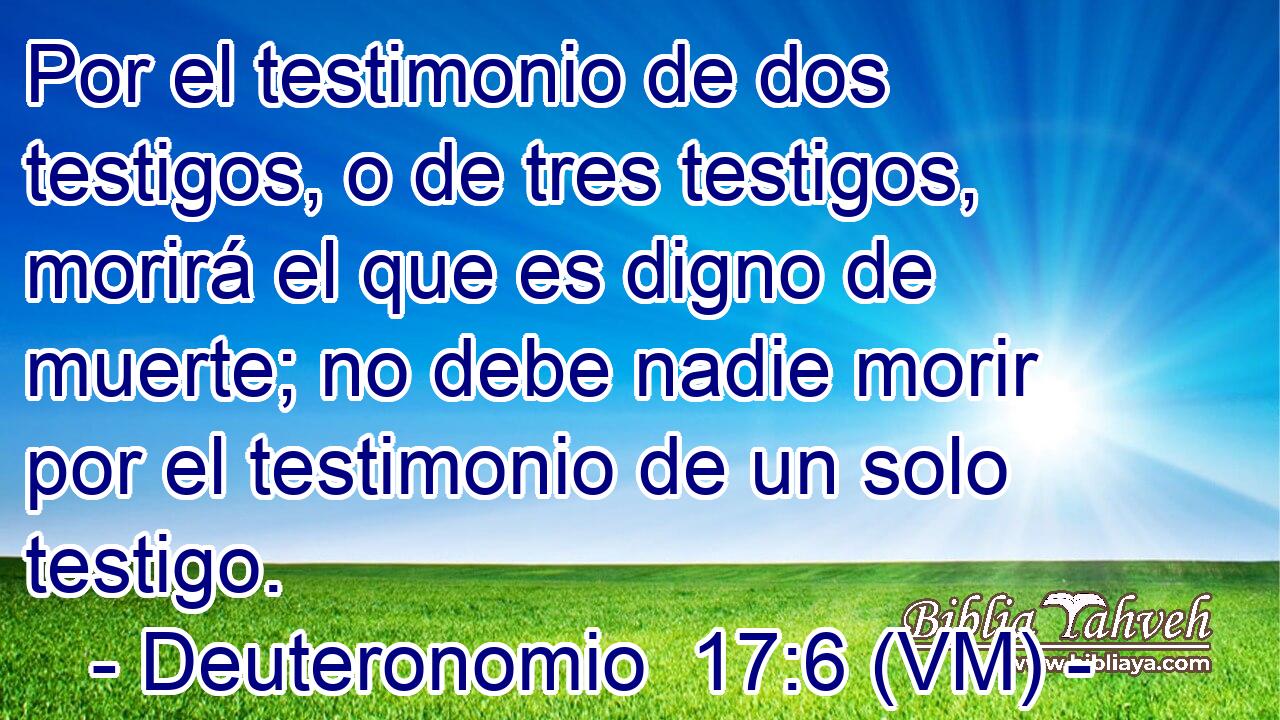  Por el testimonio de dos testigos, o de tres testigos, morirá el que es digno de muerte; no debe nadie morir por el testimonio de un solo testigo. 