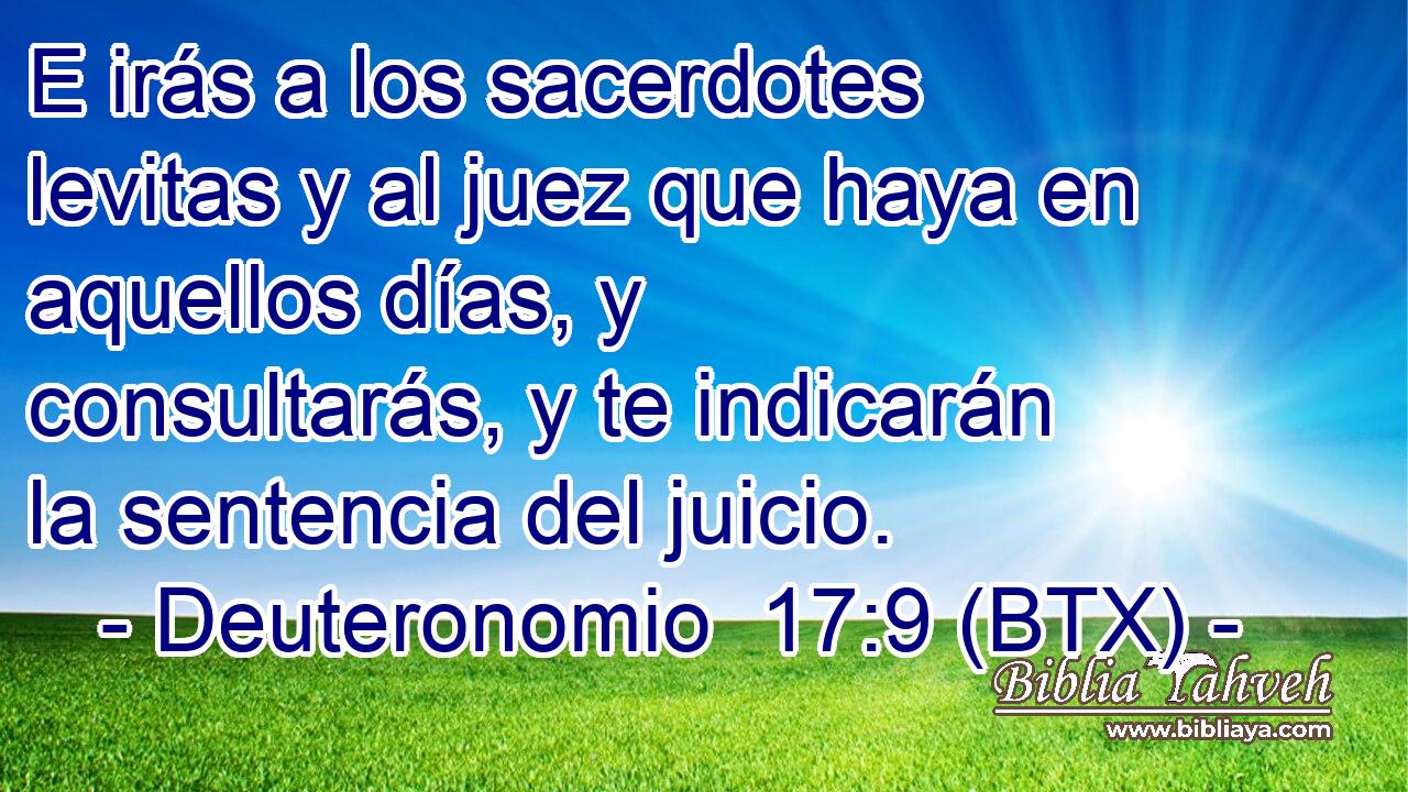 E irás a los sacerdotes levitas y al juez que haya en aquellos días, y consultarás, y te indicarán la sentencia del juicio.