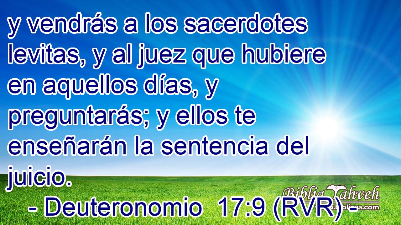y vendrás a los sacerdotes levitas, y al juez que hubiere en aquellos días, y preguntarás; y ellos te enseñarán la sentencia del juicio.