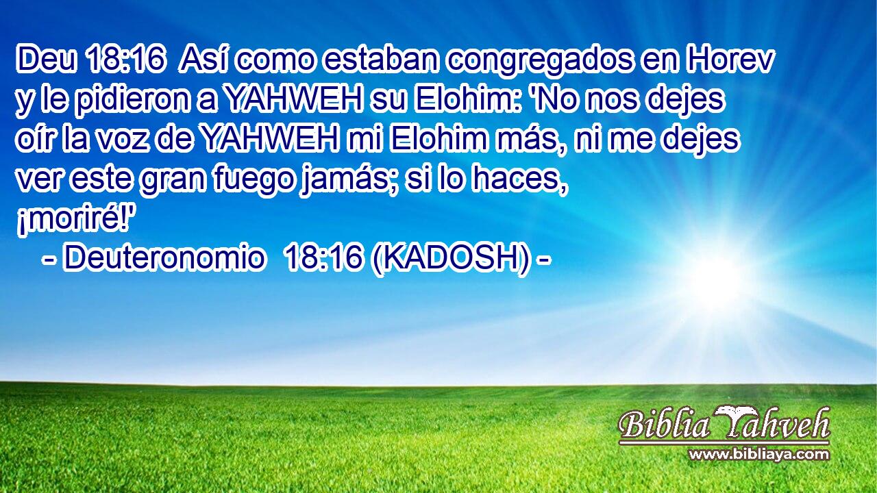  Así como estaban congregados en Horev y le pidieron a YAHWEH su Elohim: 'No nos dejes oír la voz de YAHWEH mi Elohim más, ni me dejes ver este gran fuego jamás; si lo haces, ¡moriré!' 