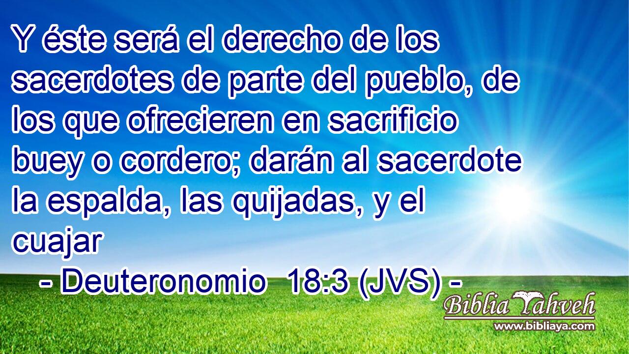 Y éste será el derecho de los sacerdotes de parte del pueblo, de los que ofrecieren en sacrificio buey o cordero; darán al sacerdote la espalda, las quijadas, y el cuajar