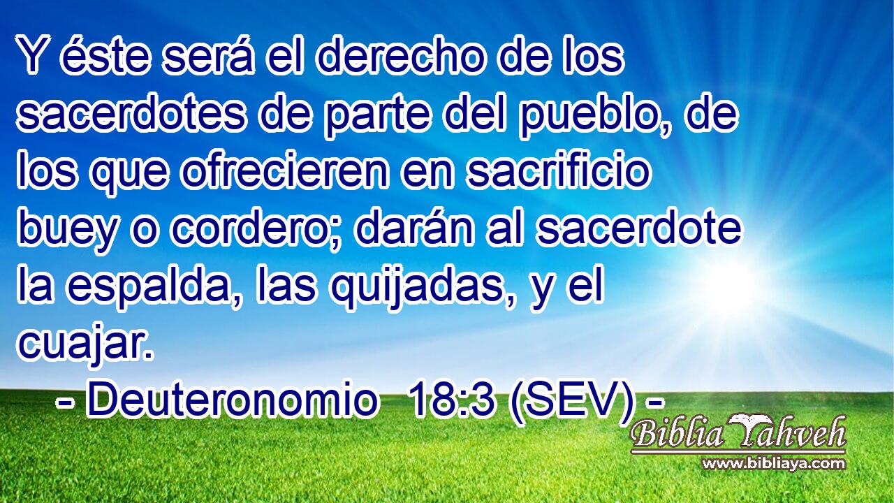 Y éste será el derecho de los sacerdotes de parte del pueblo, de los que ofrecieren en sacrificio buey o cordero; darán al sacerdote la espalda, las quijadas, y el cuajar.