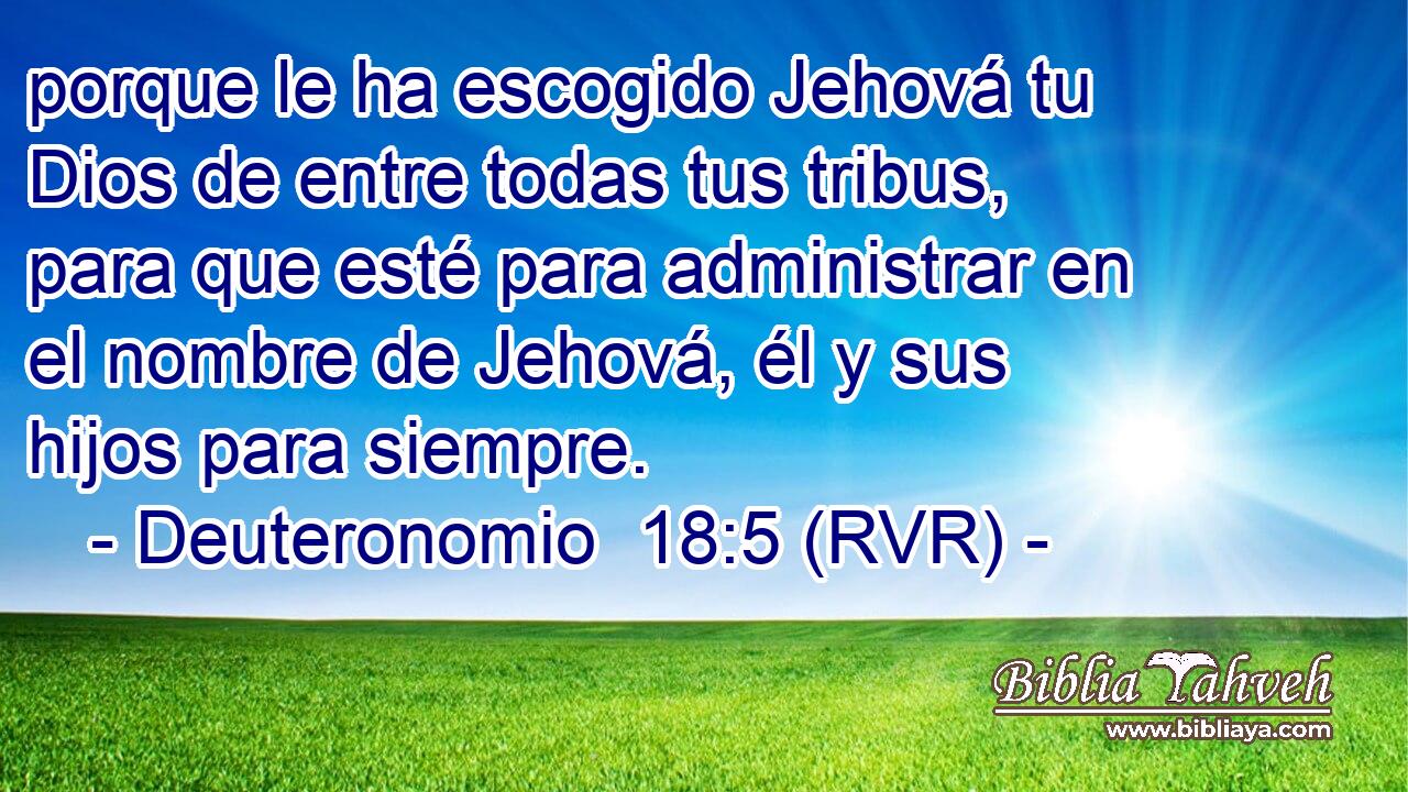 porque le ha escogido Jehová tu Dios de entre todas tus tribus, para que esté para administrar en el nombre de Jehová, él y sus hijos para siempre.