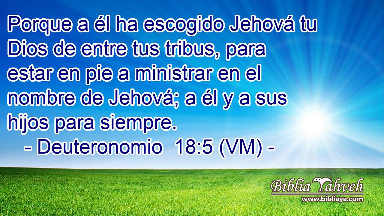  Porque a él ha escogido Jehová tu Dios de entre tus tribus, para estar en pie a ministrar en el nombre de Jehová; a él y a sus hijos para siempre. 