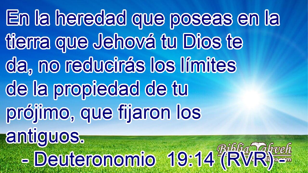 En la heredad que poseas en la tierra que Jehová tu Dios te da, no reducirás los límites de la propiedad de tu prójimo, que fijaron los antiguos.