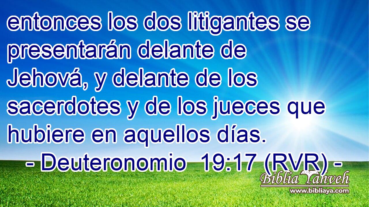 entonces los dos litigantes se presentarán delante de Jehová, y delante de los sacerdotes y de los jueces que hubiere en aquellos días.