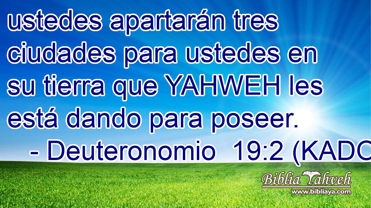  ustedes apartarán tres ciudades para ustedes en su tierra que YAHWEH les está dando para poseer. 