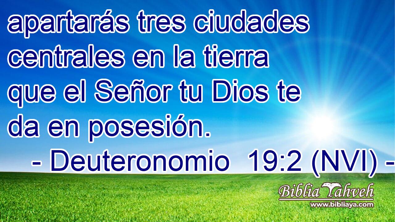  apartarás tres ciudades centrales en la tierra que el Señor tu Dios te da en posesión. 