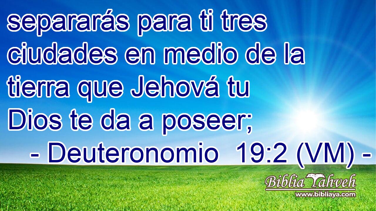  separarás para ti tres ciudades en medio de la tierra que Jehová tu Dios te da a poseer; 