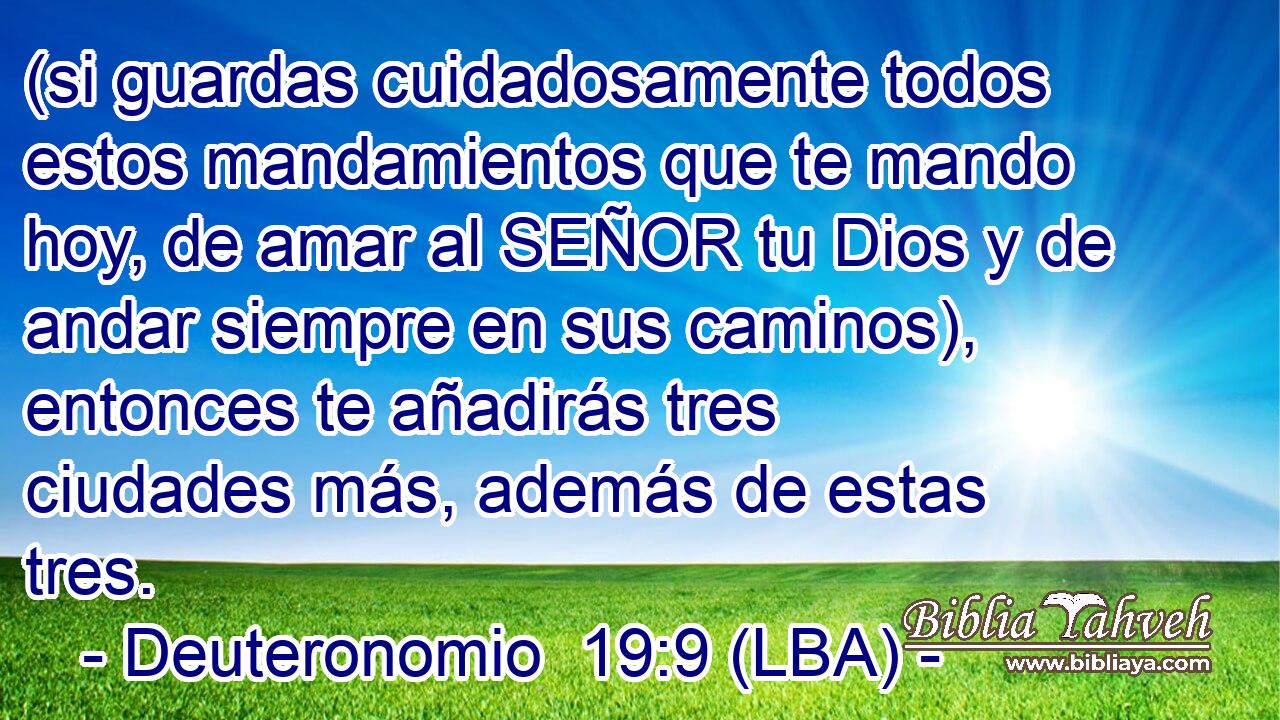 (si guardas cuidadosamente todos estos mandamientos que te mando hoy, de amar al SEÑOR tu Dios y de andar siempre en sus caminos), entonces te añadirás tres ciudades más, además de estas tres.
