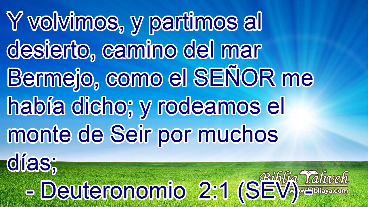 Y volvimos, y partimos al desierto, camino del mar Bermejo, como el SEÑOR me había dicho; y rodeamos el monte de Seir por muchos días;