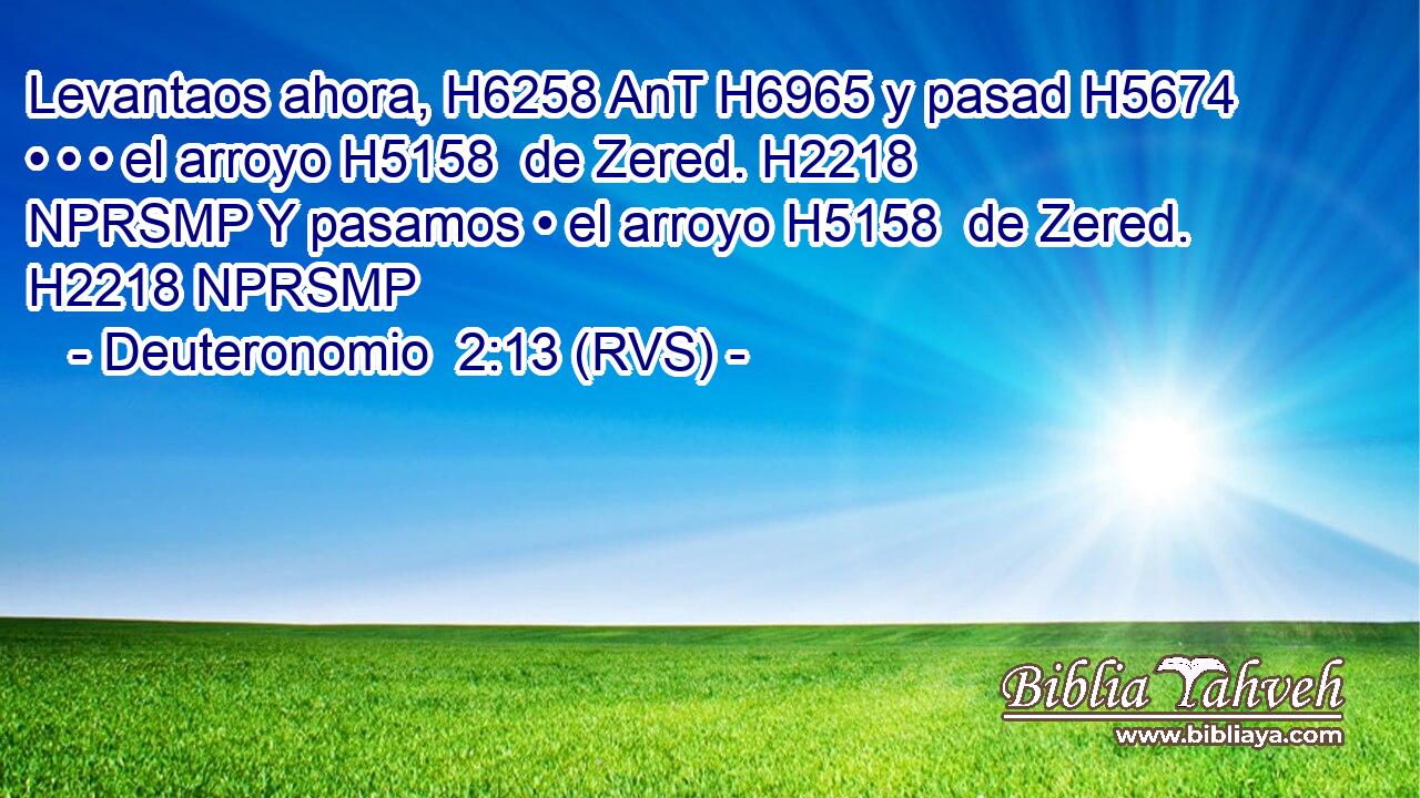 Levantaos ahora, H6258 AnT H6965 y pasad H5674  • • • el arroyo H5158  de Zered. H2218 NPRSMP Y pasamos • el arroyo H5158  de Zered. H2218 NPRSMP 