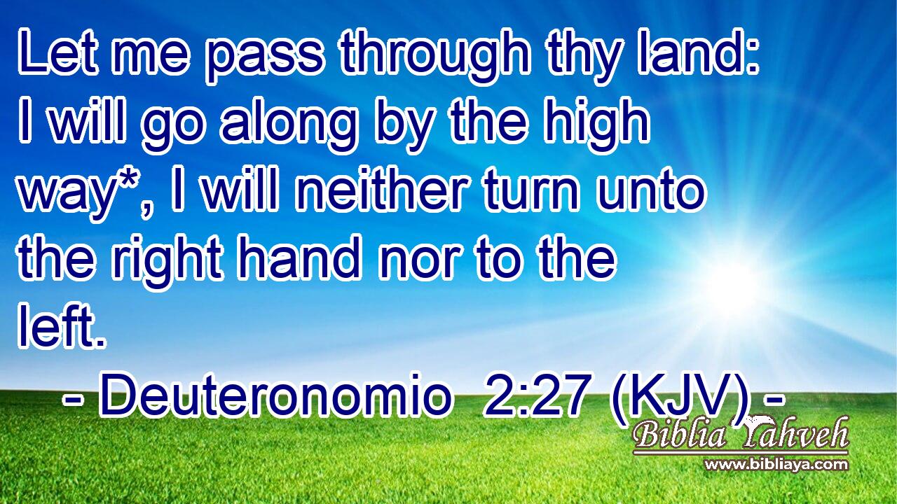 Let me pass through thy land: I will go along by the high way*, I will neither turn unto the right hand nor to the left.