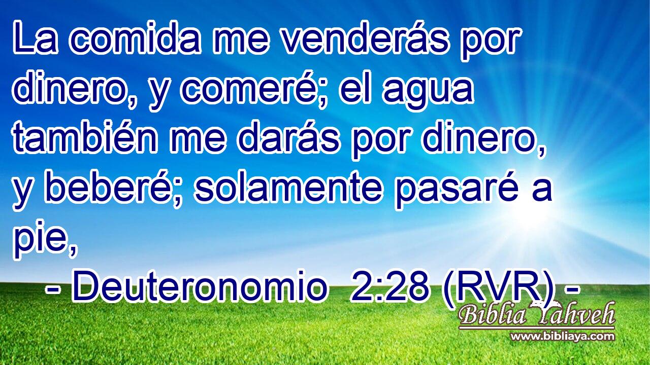 La comida me venderás por dinero, y comeré; el agua también me darás por dinero, y beberé; solamente pasaré a pie,