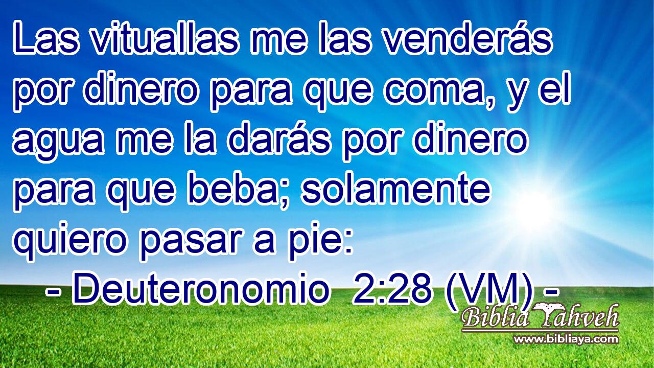  Las vituallas me las venderás por dinero para que coma, y el agua me la darás por dinero para que beba; solamente quiero pasar a pie: 