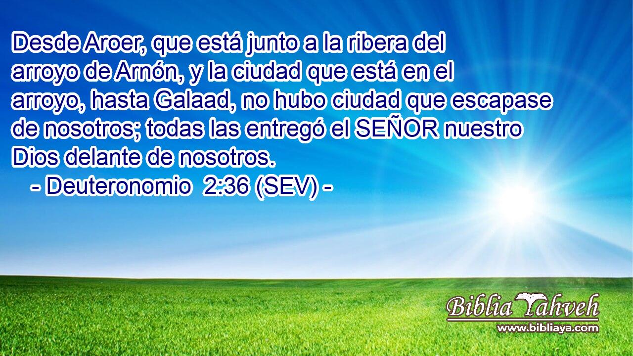 Desde Aroer, que está junto a la ribera del arroyo de Arnón, y la ciudad que está en el arroyo, hasta Galaad, no hubo ciudad que escapase de nosotros; todas las entregó el SEÑOR nuestro Dios delante de nosotros.