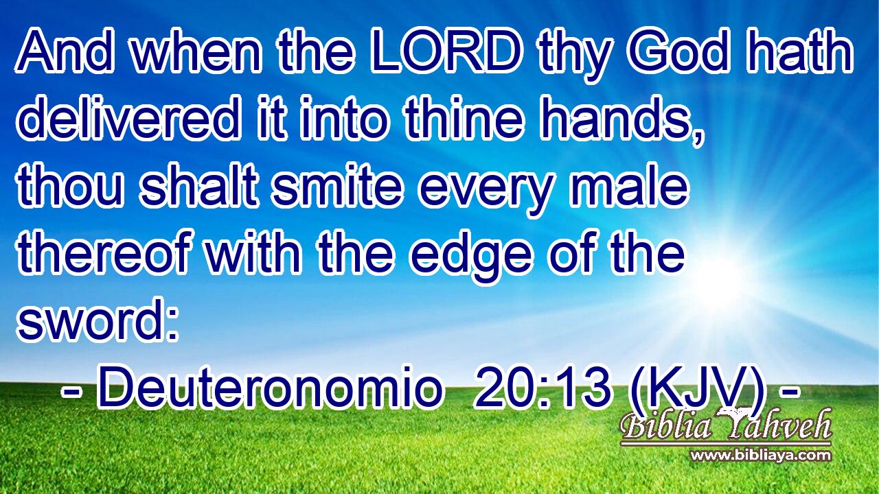 And when the LORD thy God hath delivered it into thine hands, thou shalt smite every male thereof with the edge of the sword:
