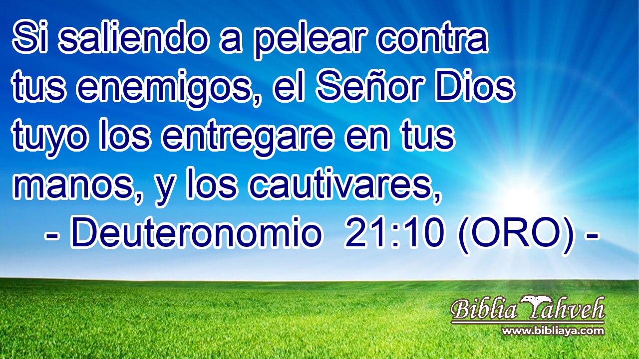  Si saliendo a pelear contra tus enemigos, el Señor Dios tuyo los entregare en tus manos, y los cautivares, 
