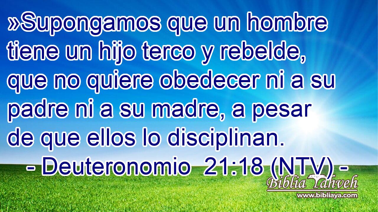 »Supongamos que un hombre tiene un hijo terco y rebelde, que no quiere obedecer ni a su padre ni a su madre, a pesar de que ellos lo disciplinan.