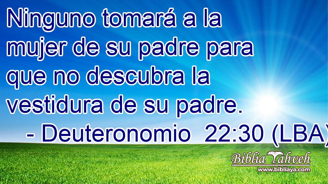 Ninguno tomará a la mujer de su padre para que no descubra la vestidura de su padre.