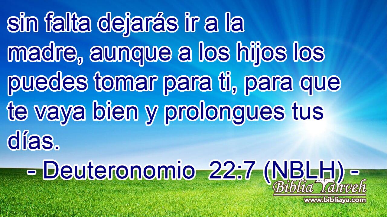 sin falta dejarás ir a la madre, aunque a los hijos los puedes tomar para ti, para que te vaya bien y prolongues tus días. 