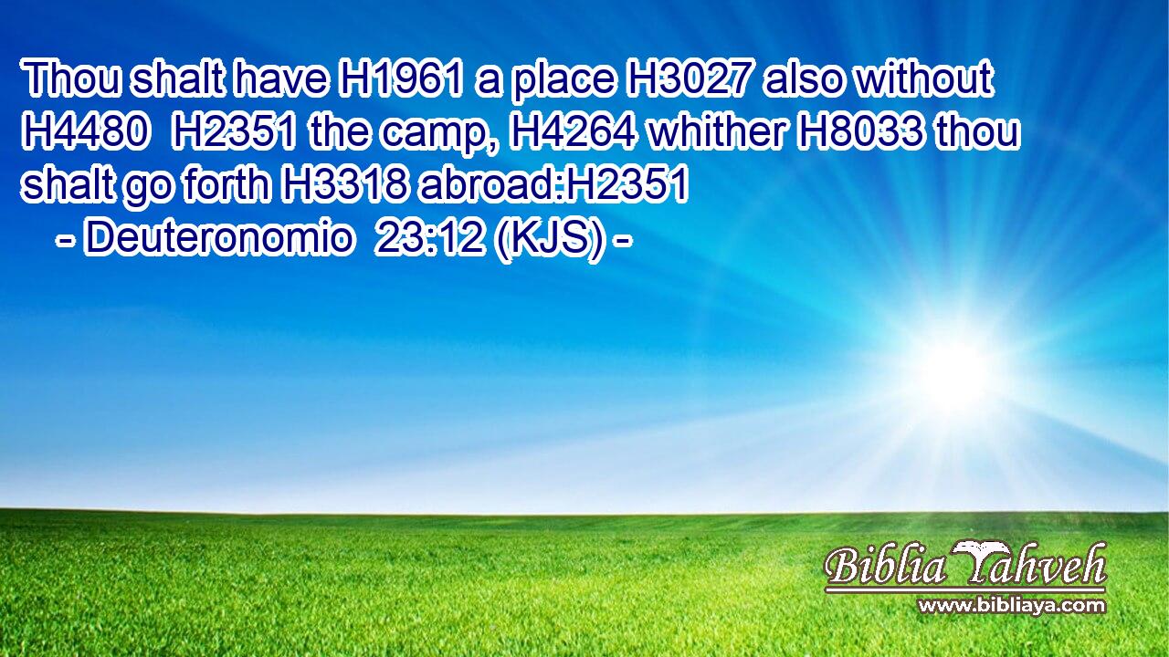 Thou shalt have H1961 a place H3027 also without H4480  H2351 the camp, H4264 whither H8033 thou shalt go forth H3318 abroad:H2351