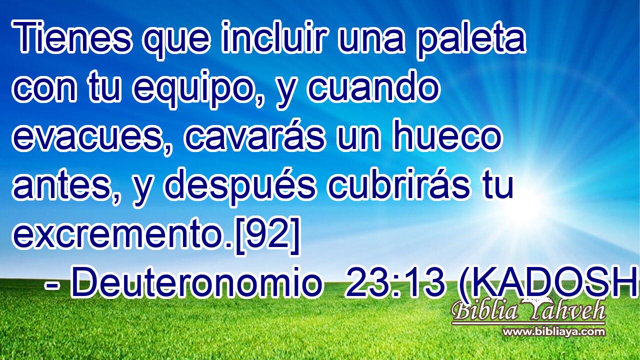  Tienes que incluir una paleta con tu equipo, y cuando evacues, cavarás un hueco antes, y después cubrirás tu excremento.[92] 
