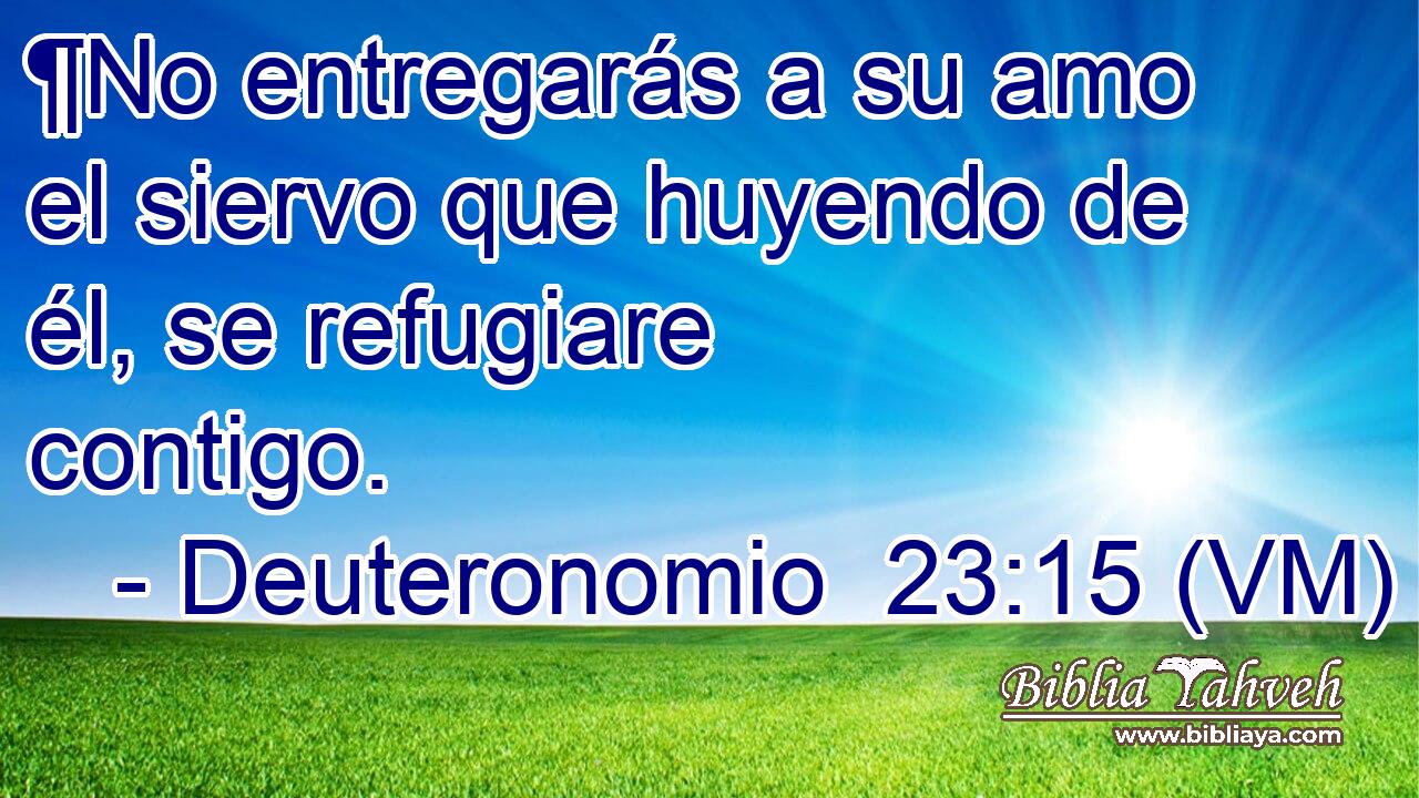  ¶No entregarás a su amo el siervo que huyendo de él, se refugiare contigo. 