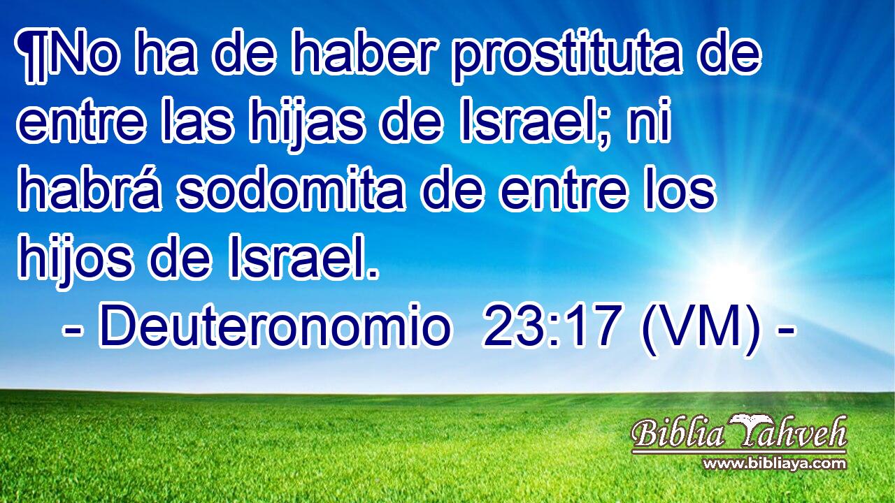  ¶No ha de haber prostituta de entre las hijas de Israel; ni habrá sodomita de entre los hijos de Israel. 
