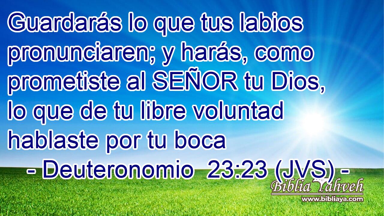 Guardarás lo que tus labios pronunciaren; y harás, como prometiste al SEÑOR tu Dios, lo que de tu libre voluntad hablaste por tu boca