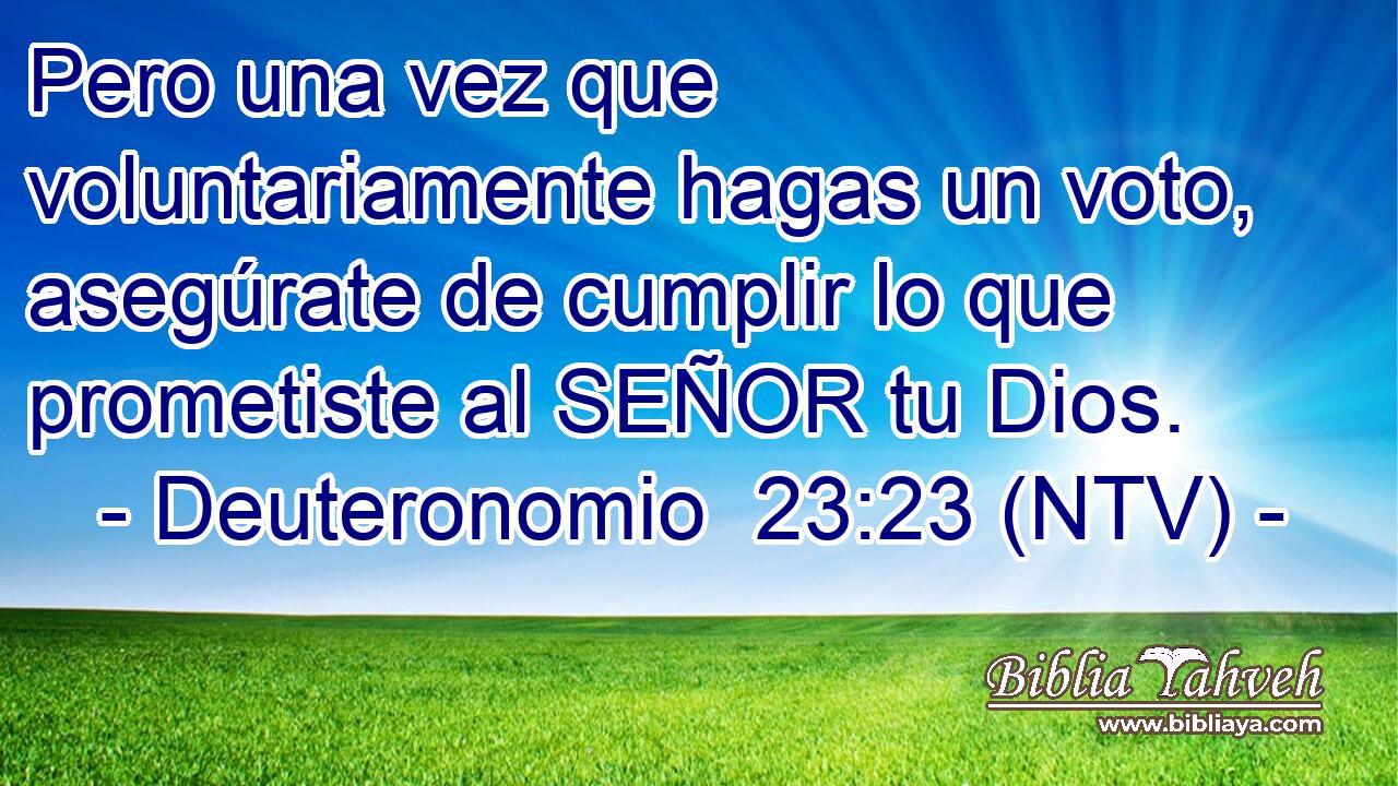 Pero una vez que voluntariamente hagas un voto, asegúrate de cumplir lo que prometiste al SEÑOR tu Dios.