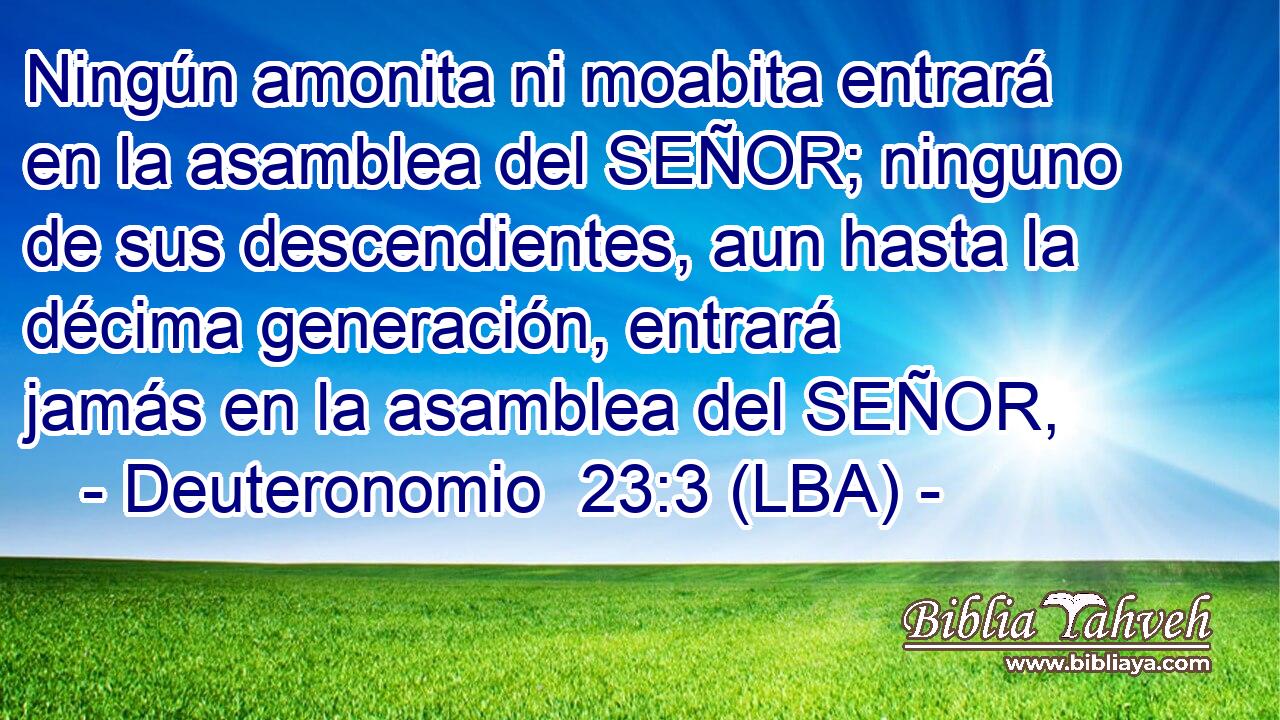 Ningún amonita ni moabita entrará en la asamblea del SEÑOR; ninguno de sus descendientes, aun hasta la décima generación, entrará jamás en la asamblea del SEÑOR,