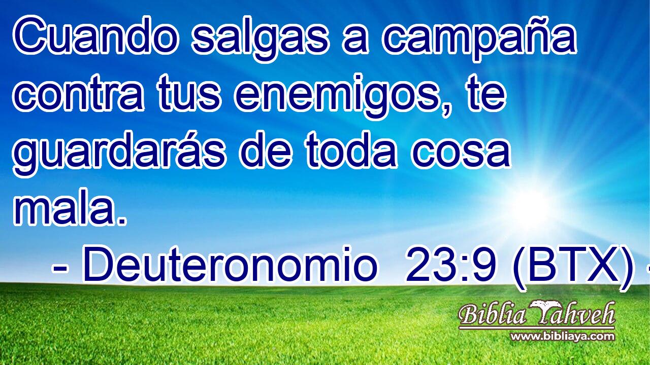 Cuando salgas a campaña contra tus enemigos, te guardarás de toda cosa mala.
